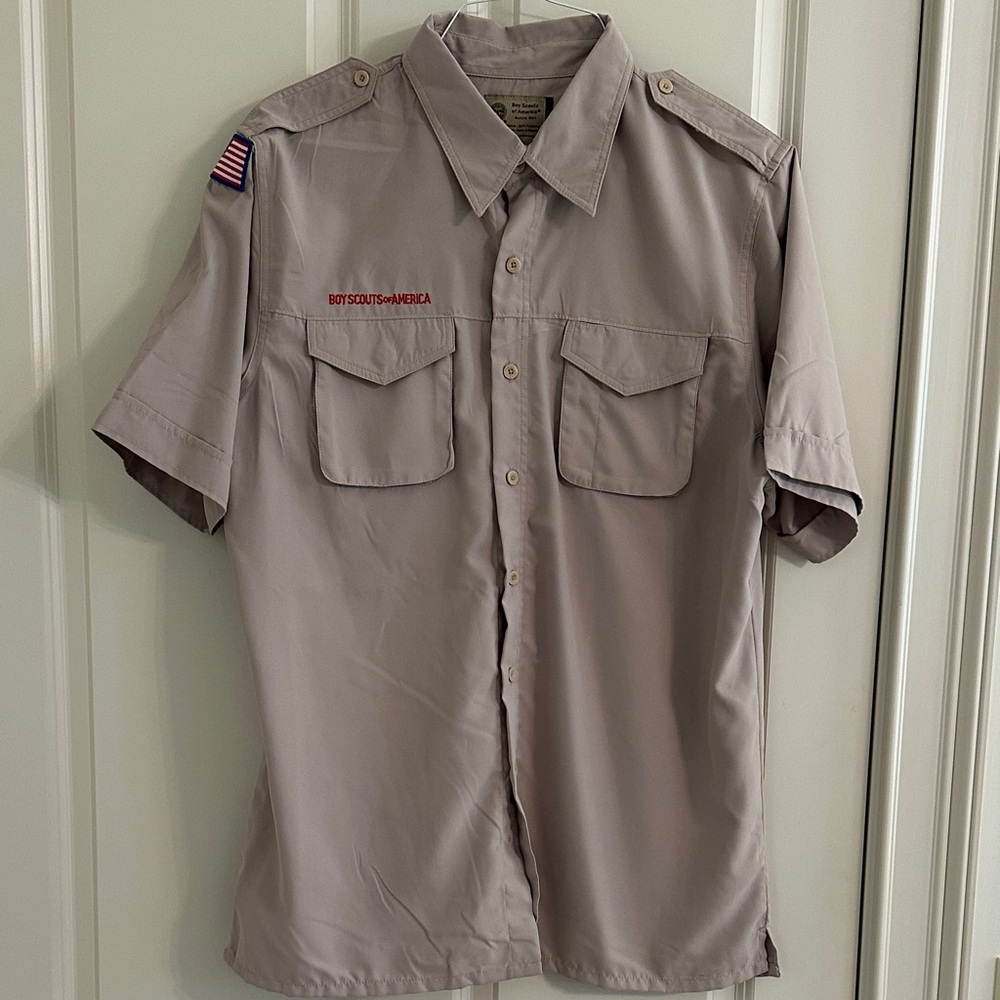 Boy Scouts of America Mens Tan Short Sleeve Uniform Shirt